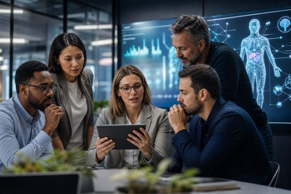 Equipe de tecnologia analisa soluções digitais de atendimento para instituições de saúde